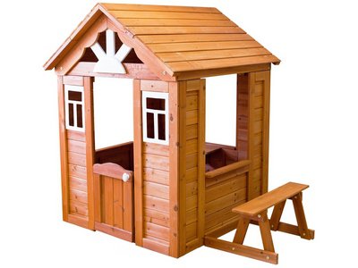 Деревянный домик Лучик со скамейкой